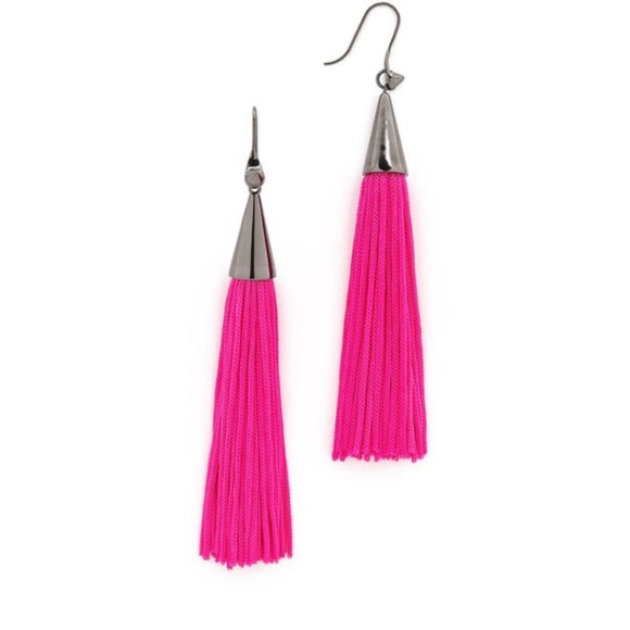 Eddie Borgo Small Silk Tassel Earrings in Pink - Picture 1 of 7